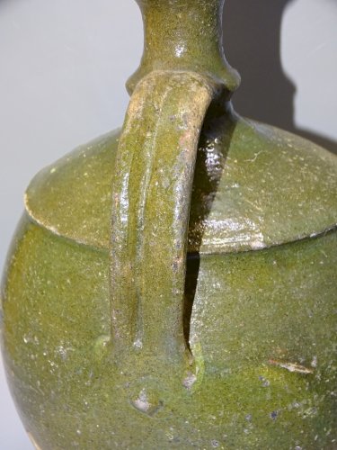 -CRUCHE TERRE CUITE CHAPELLE DES POTS XVIIIe Glaçure verte DECO JARDIN cuisine D