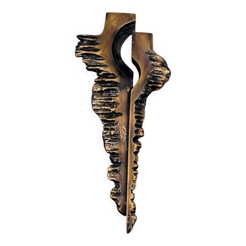 Crucifix en bronze brutaliste