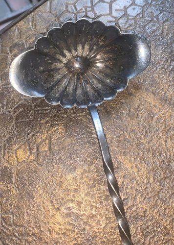 Cuillère à punch  maison Christofle métal argenté et ebène XIXe