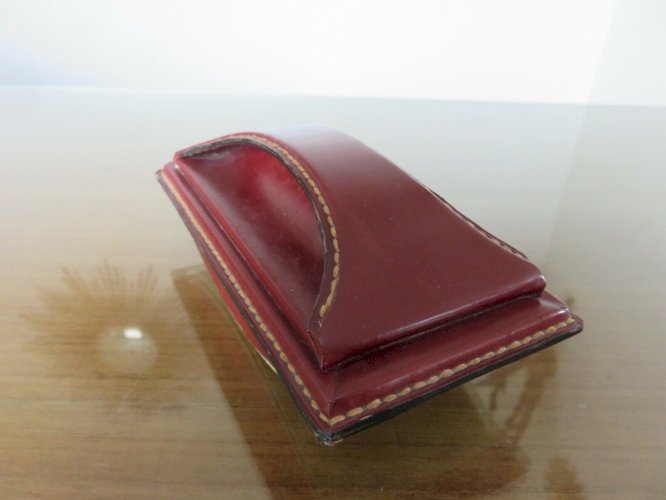 CUIR PIQUE SELLIER, TAMPON BUVARD ET PORTE BLOC NOTES ANNEES 50 60 VINTAGE