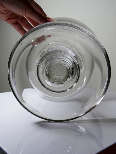 Curiosité bocal à sangsues ancien XVIIIe-XIXe en verre soufflé
