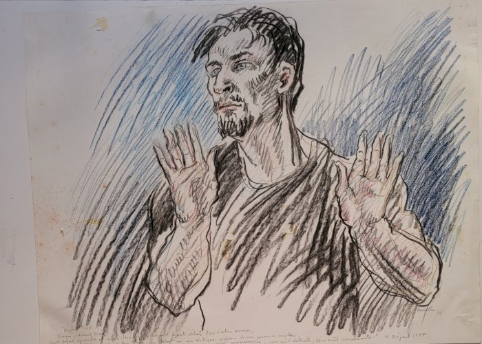 Damien HERMELLIN : dessin représentant le danseur et chorégraphe Maurice Béjart