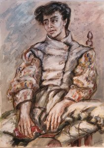 Damien HERMELLIN  : portrait d'homme en costume de théâtre
