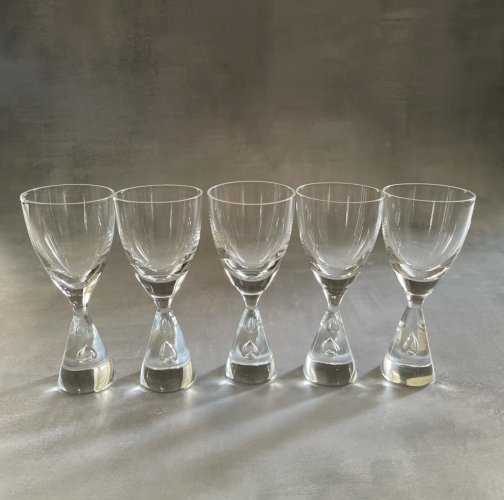 DANEMARK 5 verres à liqueur Holmegaard Princess design danois ~10.5cm