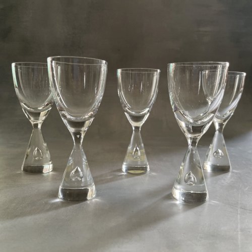 DANEMARK 5 verres à liqueur Holmegaard Princess design danois ~10.5cm