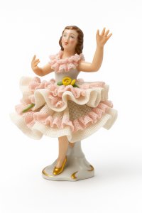 Danseuse porcelaine Dresden Sandizell figurine dentelle lace Germany 9 cm