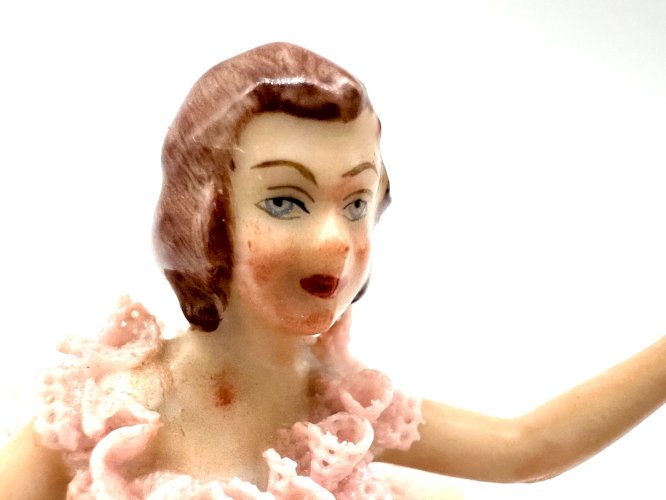 Danseuse porcelaine Dresden Sandizell figurine dentelle lace Germany 9 cm