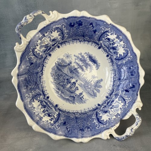 David Johnston Bordeaux coupe sur pied centre de table décor bleu  XIXe