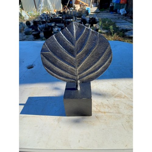 Déco Vintage Feuille Aluminium sur Socle Bois