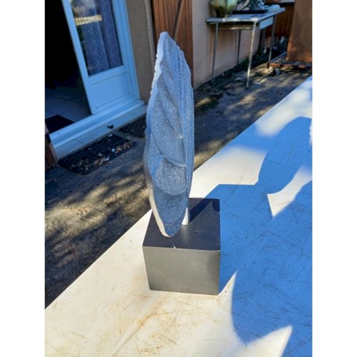 Déco Vintage Feuille Aluminium sur Socle Bois