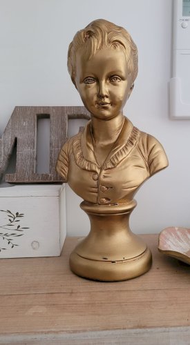 décoration Buste jeune fille doré plâtre