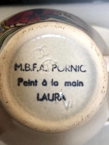 Dejeuner en faïence de Pornic décor LAURA M.B.F.A Bretagne céramique artistique