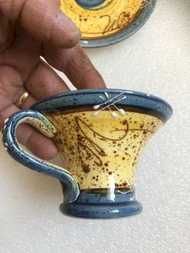 déjeuner en terre vernissé atisanal vintage modernisme  poterie terre de France
