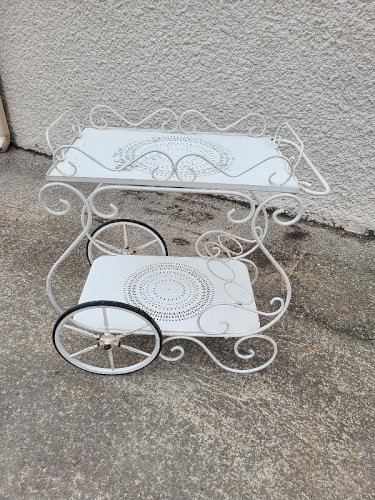 DESSERTE A ROULETTES VINTAGE SALON DE JARDIN