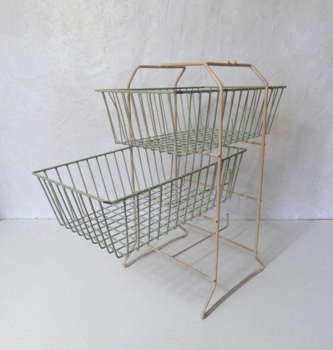 desserte casier à légumes panier en métal gainé vintage