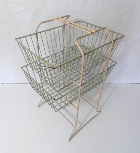 desserte casier à légumes panier en métal gainé vintage