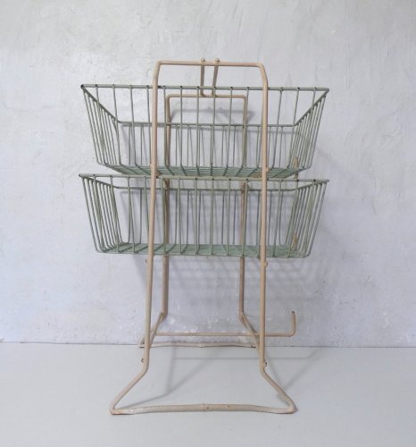 desserte casier à légumes panier en métal gainé vintage