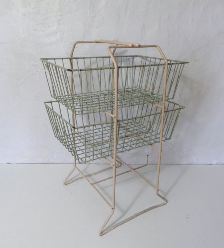 desserte casier à légumes panier en métal gainé vintage