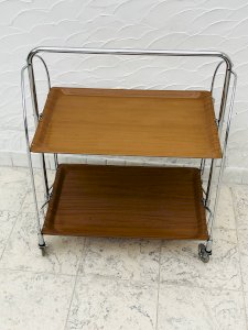 Desserte pliante Bremshey Dinett en chrome et bois vintage