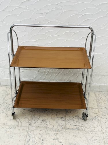 Desserte pliante Bremshey Dinett en chrome et bois vintage