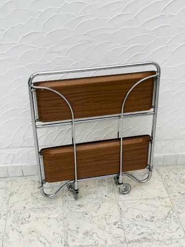 Desserte pliante Bremshey Dinett en chrome et bois vintage