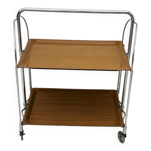 Desserte pliante Bremshey Dinett en chrome et bois vintage