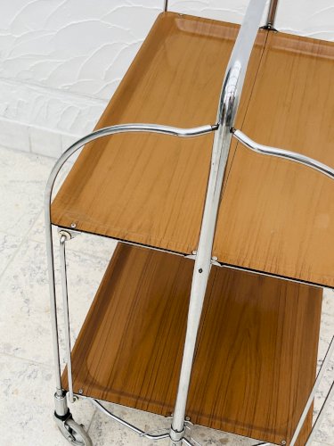 Desserte pliante Bremshey Dinett en chrome et bois vintage