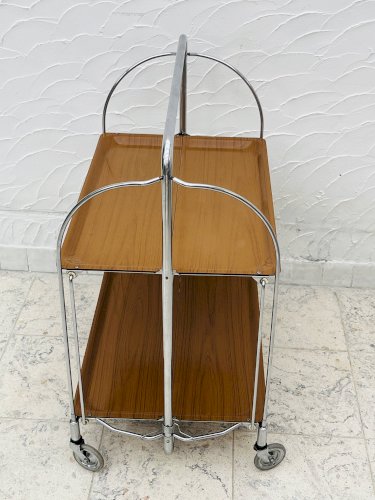 Desserte pliante Bremshey Dinett en chrome et bois vintage