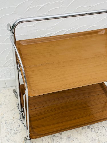 Desserte pliante Bremshey Dinett en chrome et bois vintage
