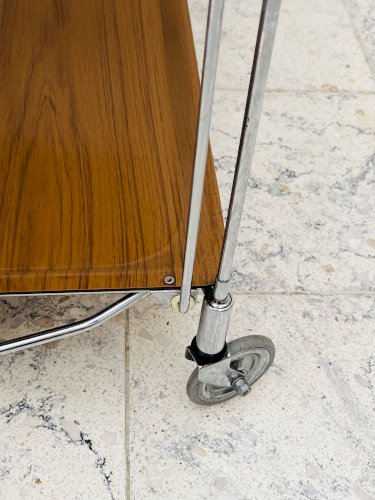 Desserte pliante Bremshey Dinett en chrome et bois vintage