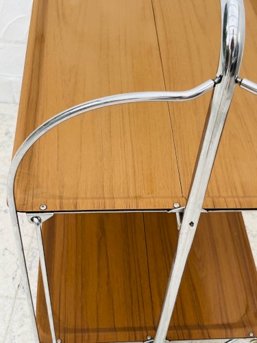 Desserte pliante Bremshey Dinett en chrome et bois vintage