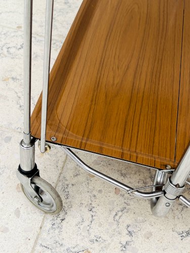 Desserte pliante Bremshey Dinett en chrome et bois vintage