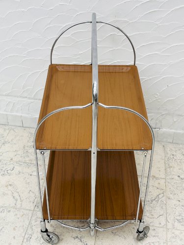 Desserte pliante Bremshey Dinett en chrome et bois vintage