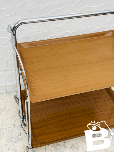 Desserte pliante Bremshey Dinett en chrome et bois vintage