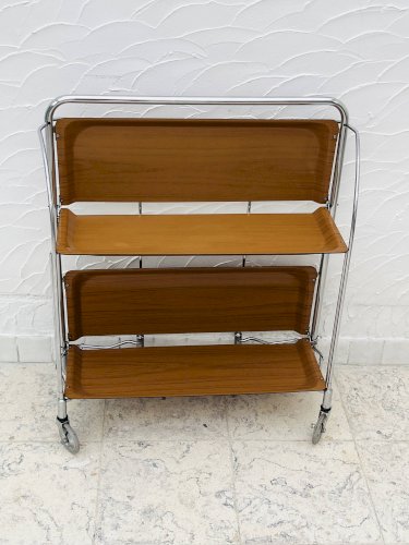 Desserte pliante Bremshey Dinett en chrome et bois vintage