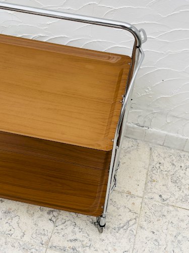 Desserte pliante Bremshey Dinett en chrome et bois vintage