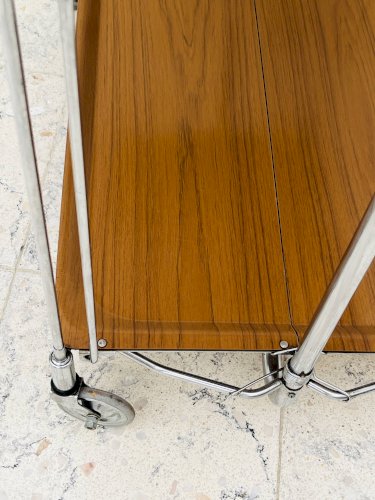 Desserte pliante Bremshey Dinett en chrome et bois vintage