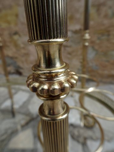 Desserte roulante en verre et laiton doré, Maison Baguès, années 40 