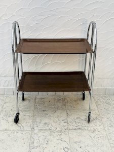 Desserte vintage pliante chrome et stratifié