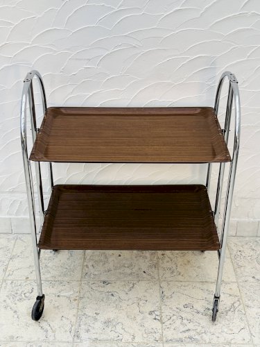 Desserte vintage pliante chrome et stratifié