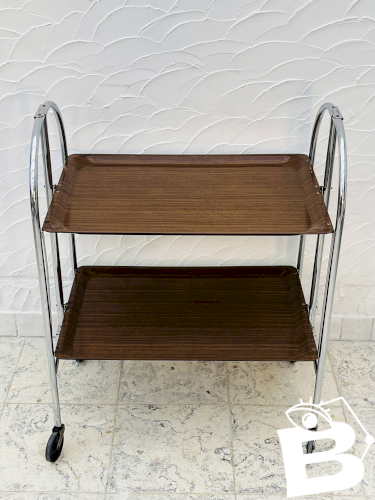 Desserte vintage pliante chrome et stratifié