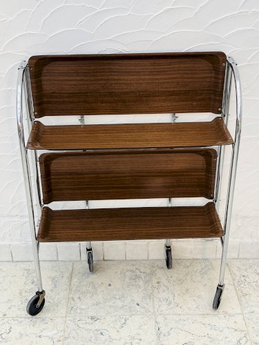 Desserte vintage pliante chrome et stratifié