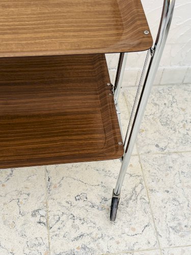 Desserte vintage pliante chrome et stratifié