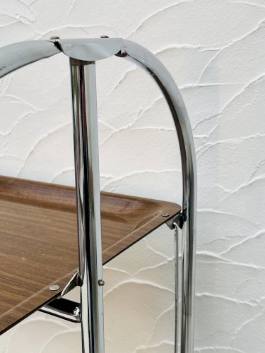 Desserte vintage pliante chrome et stratifié