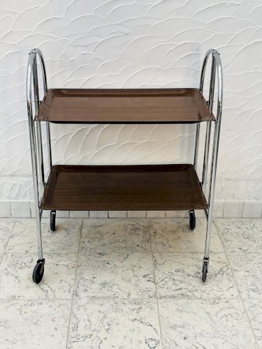 Desserte vintage pliante chrome et stratifié