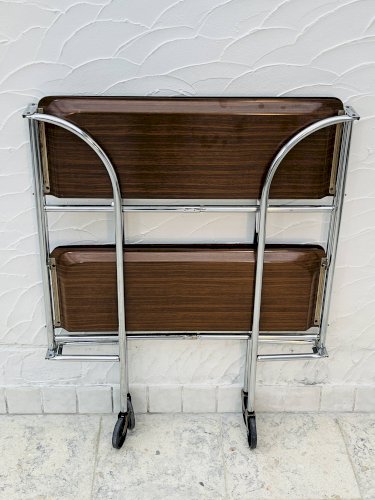 Desserte vintage pliante chrome et stratifié