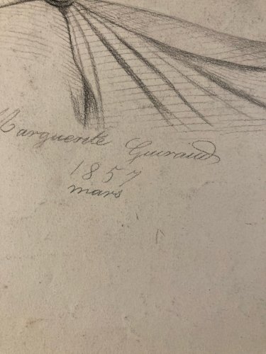 Dessin 1857 Crayon Portrait Tête Buste Rome XIXe A Identifier Art Enfant