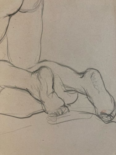 Dessin 1900 Crayon Femme Nue Nu Prostituée dans le goût de Toulouse-Lautrec