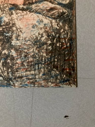 Dessin 1900 Encre A Identifier Paysage Calvaire Religion Ancien Arbre Art