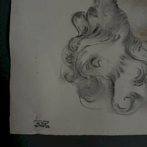 Dessin 1900 femme allongée monogramme A5561